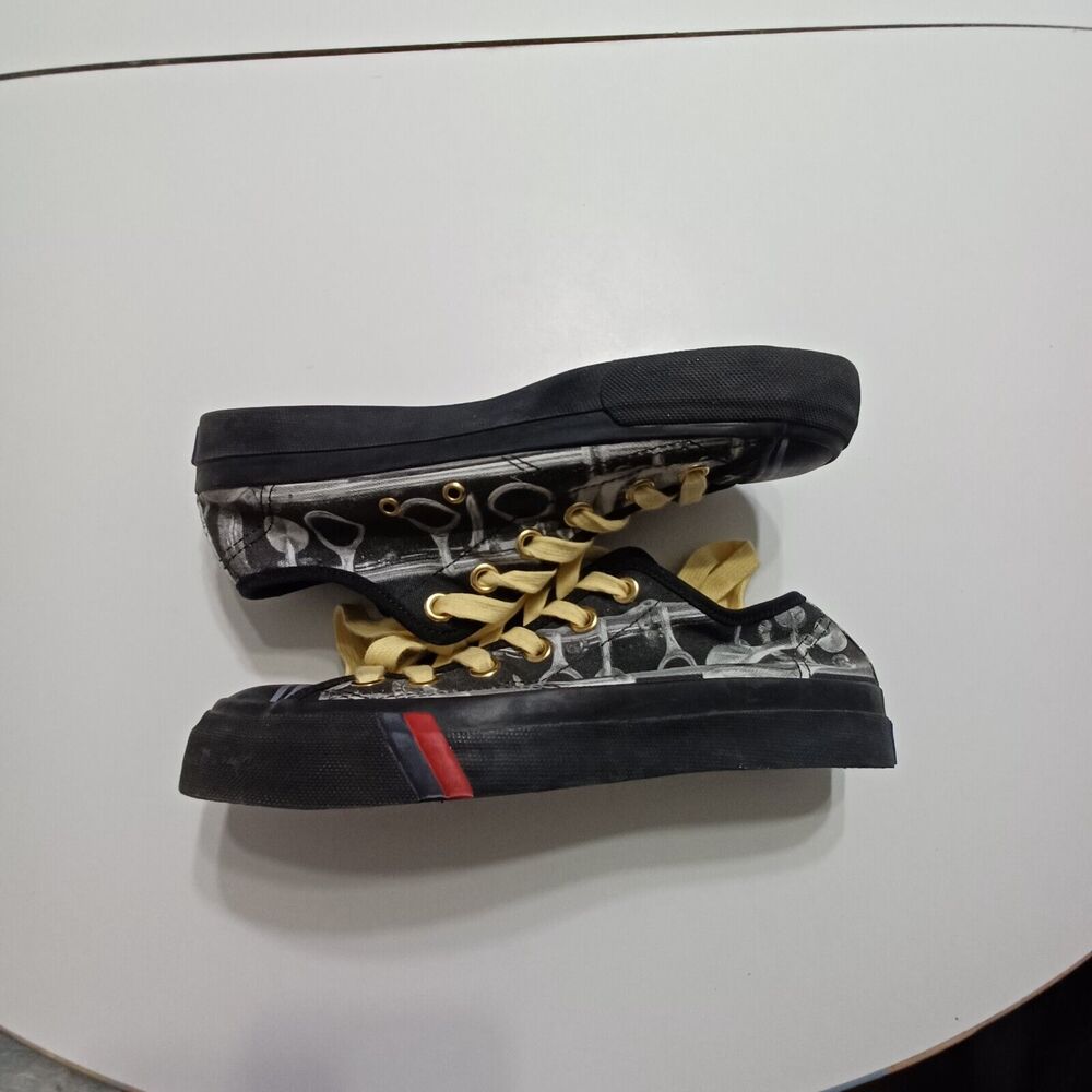 Keds Shoes Mens 5.5 Custom Print Black White Lace Up Non Slip Yellow Lace Shoe